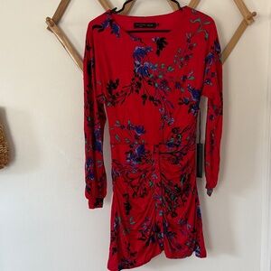 Revolve x House of Harlow 1960 Red Floral Long Sleeve Dress